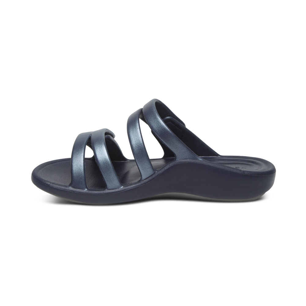 Aetrex Women's Janey Sport Water-Friendly Sandals - Navy | USA XJZUTY8